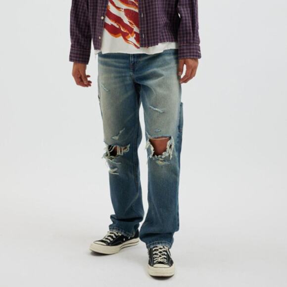 BDG Urban Outfitters Dark Wash Denim Baggy Skate Fit Jeans Mens 31/32 Distressed - Picture 1 of 9